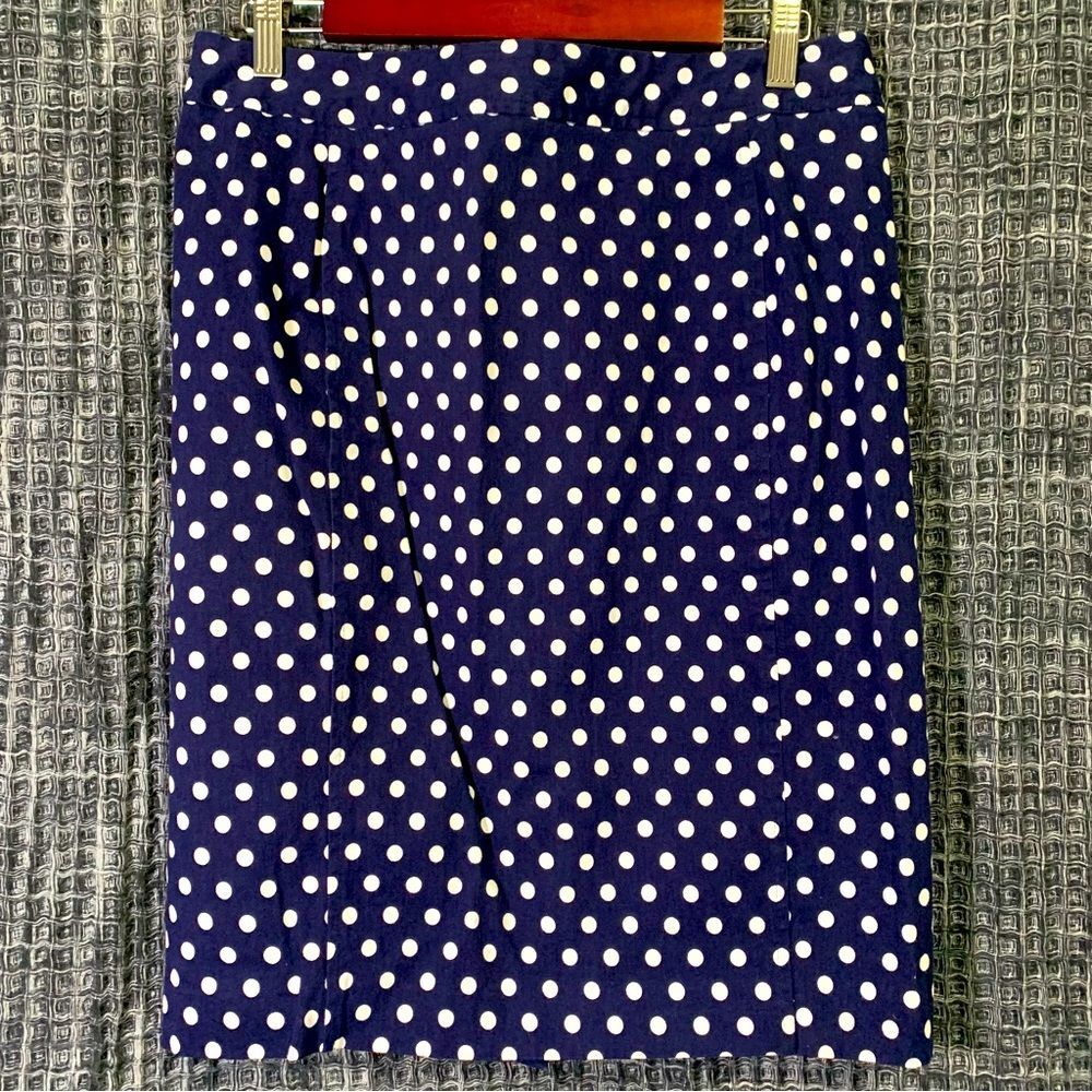 Pixley Navy Polka Dot Pencil Skirt Size L #594